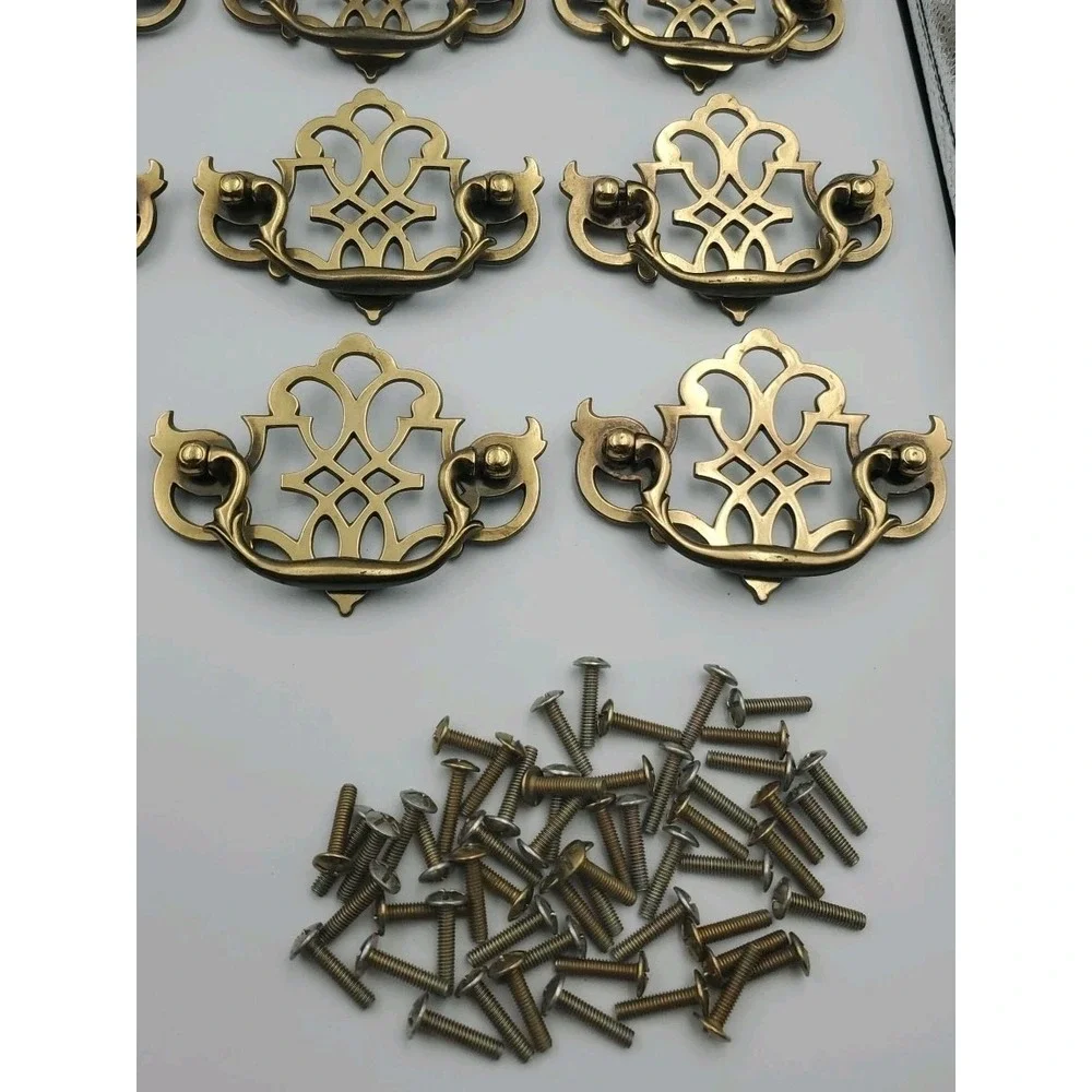 Vtg Keeler Brass K1522 Chippendale Batwing Openwork Drop Bail Drawer Pull 28 Pcs